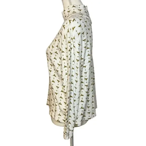 Partners by Mervyns Womens Cotton Top Mock Neck Long Sleeve Small Holiday Print - Picture 3 of 7